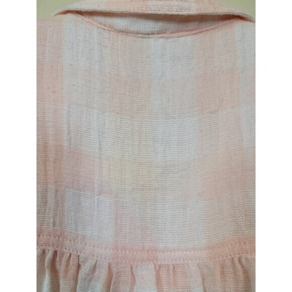Free People Women's Hey There Button-Down Sunrise Blouse Plaid Pink Small - Picture 6 of 9